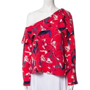Tanya Taylor 100% Silk One Shoulder Blouse Womens 4 NEW